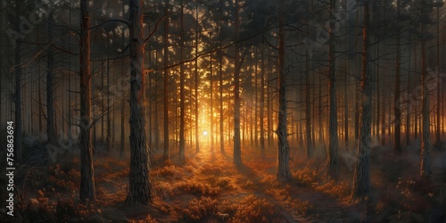 sunset in the forest © CoolGraphics