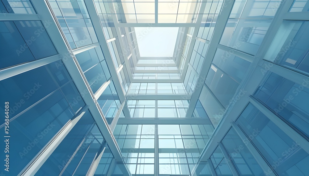 Fototapeta premium Isometric square bottom view from inside building