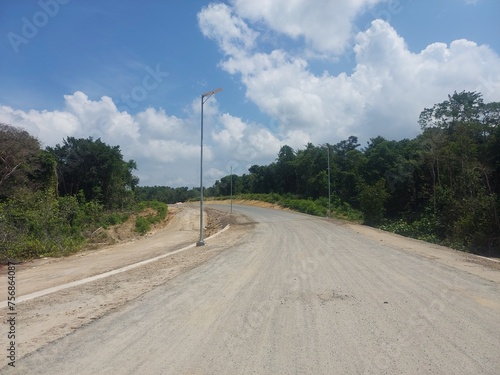 Photo of port land roads and bridges in the Klarik area of Natuna Island, Riau Islands Province. A distant and still undeveloped area. photo