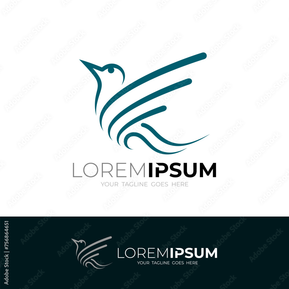 Animal logo with line, Bird logo and simple design Animal logo with line, Bird logo and simple design