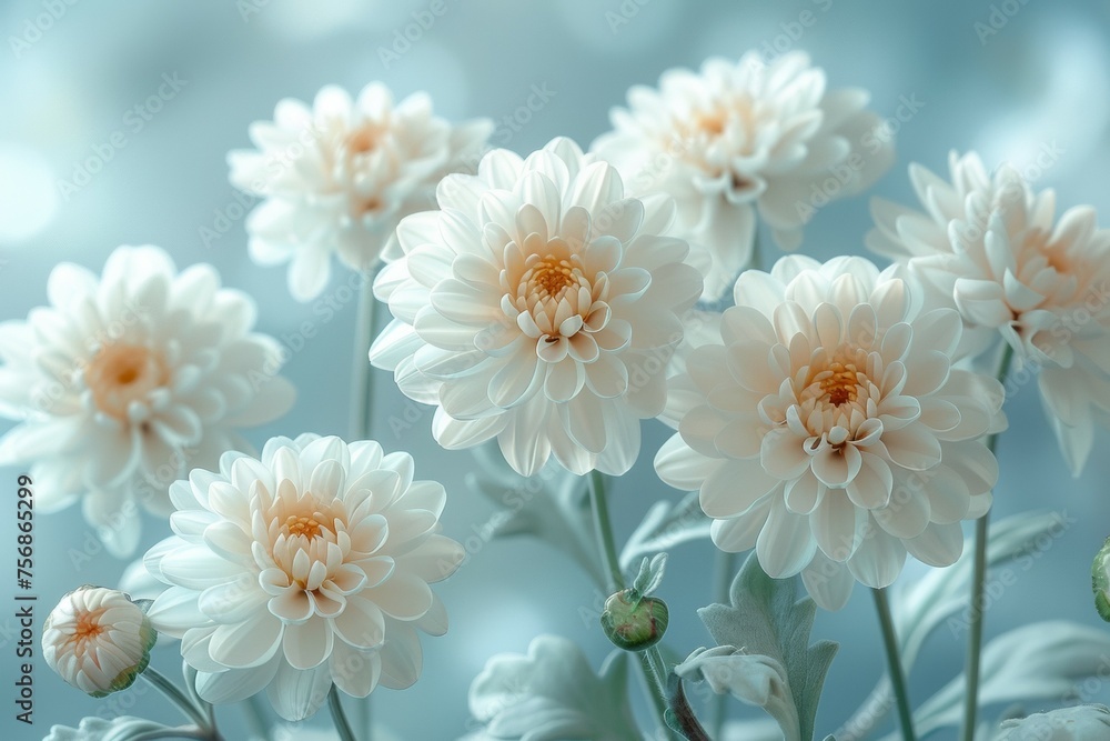 A bouquet of white flowers with green stems A bouquet of white flowers with green stems