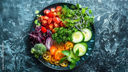 Substitute the salad with a whole-grain bowl topped with various vegetables and legumes © kamonrat