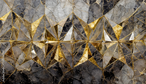 Vintage-style walls with abstract patterns in gold and silver © shibadog