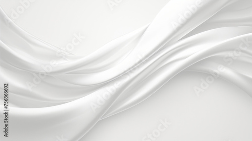Elegant White Silk Background with Swirling Fabric Texture, Luxury Linen Material Concept, Soft Folded Satin, Vector Illustration, Flat Lay Top View