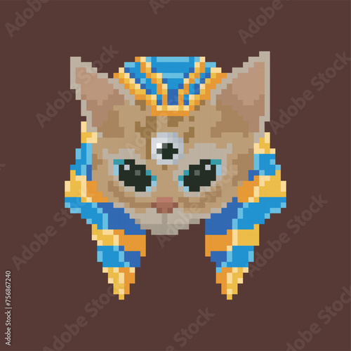 Pharaoh cat, pixel art meme