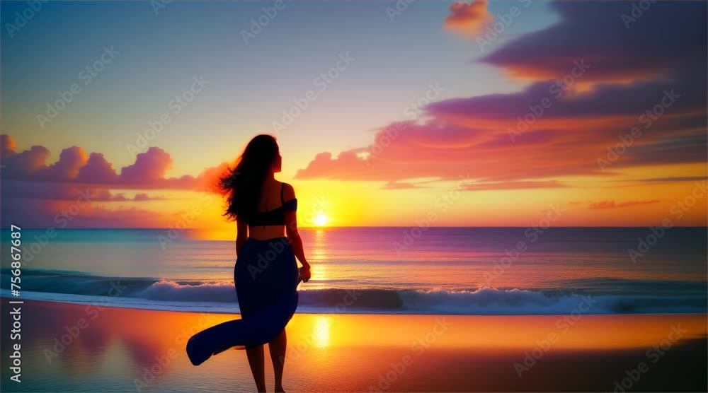 A tranquil scene capturing the silhouette of a person strolling along the beach at sunset, surrounded by the calming elements of the sea, sky, and sand A tranquil scene capturing the silhouette of a person strolling along the beach at sunset, surrounded by the calming elements of the sea, sky, and sand