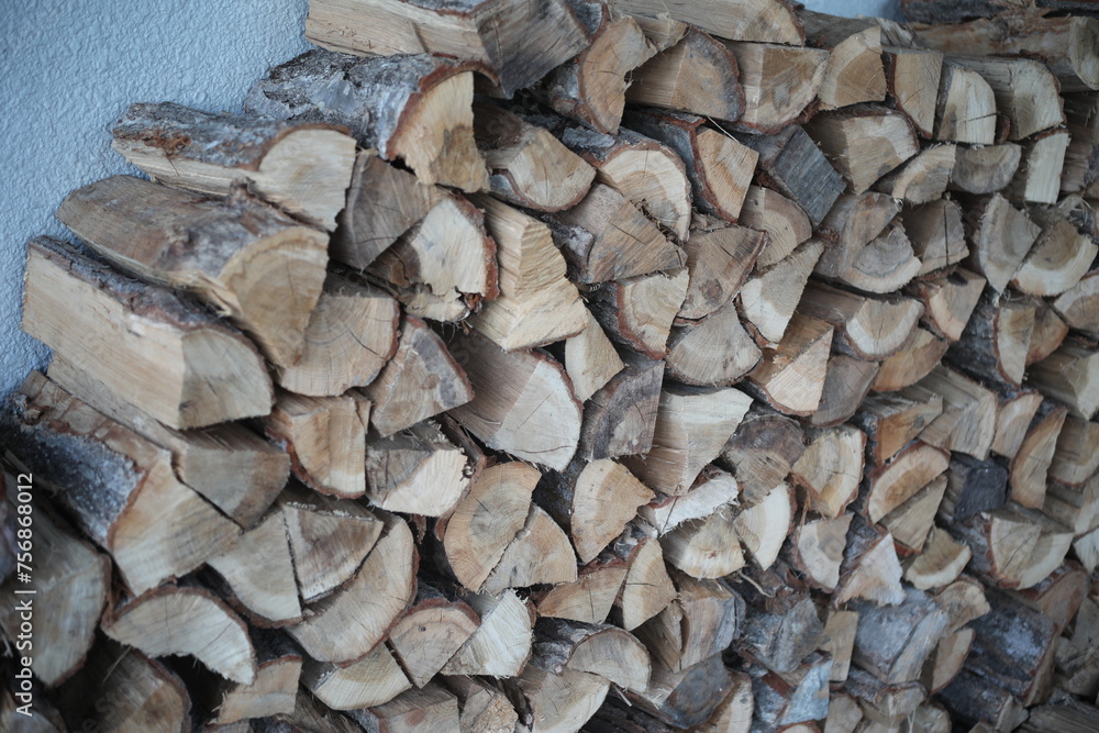 The storage of chopped firewood. The storage of chopped firewood.