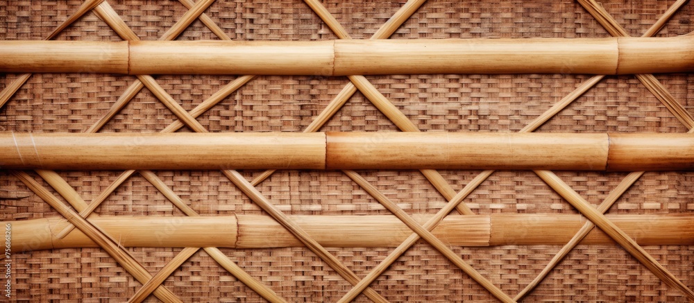 Wooden bamboo mesh texture, design decor detail Wooden bamboo mesh texture, design decor detail