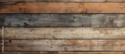 A detailed shot of a brown hardwood wall made of rectangular planks with a wood stain finish. The pattern resembles a brick layout  showcasing the beauty of this building material