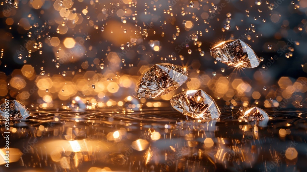 Scattered diamonds glowing brightly Scattered diamonds glowing brightly