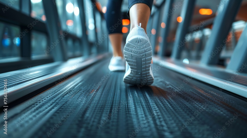 Fototapeta premium Athlete's journey on a treadmill