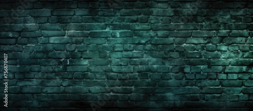 Faded Green Brick Wall Background on Black