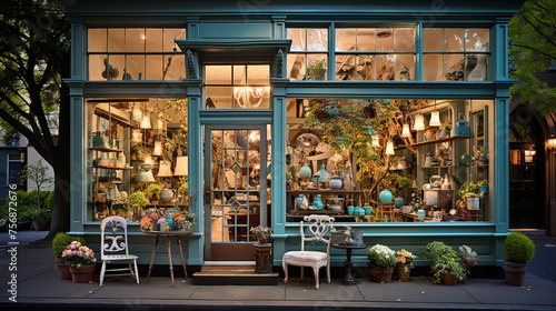 A delightful storefront window entices with its whimsical showcase, welcoming onlookers into a realm of curated delights and captivating tales conveyed through thoughtfully arranged treasures