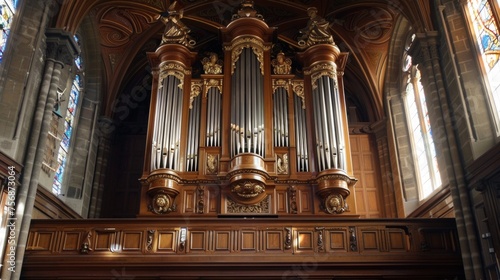 organ musical instrument closeup details pipe.