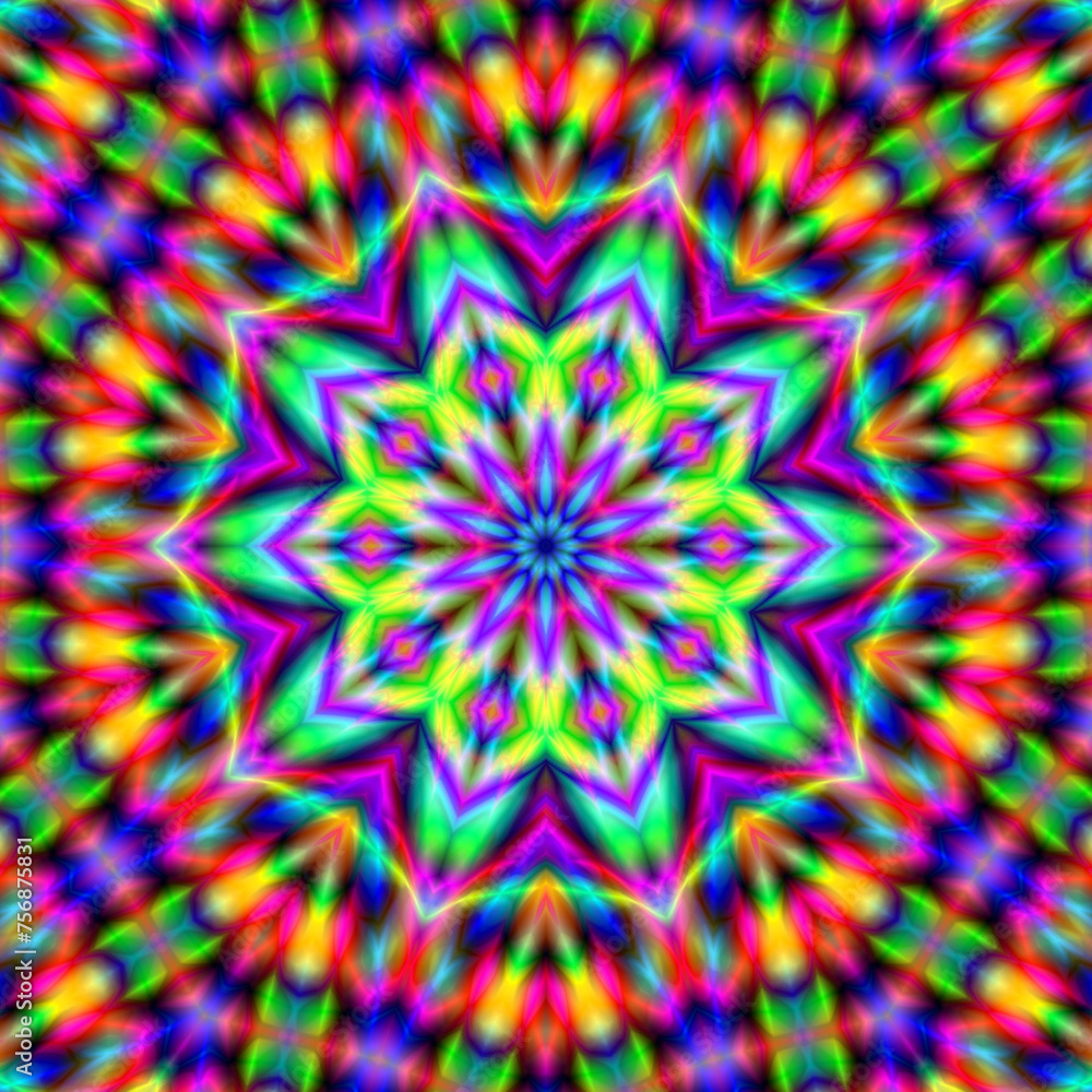 Kaleidoscope Mandala Art Design. Abstract Kaleidoscope Pattern with Symmetry. psychedelic background, abstract background for various projects.