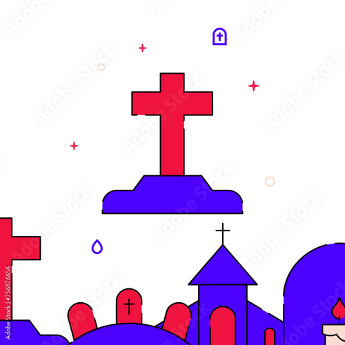 Grave, burial filled line icon, simple vector illustration