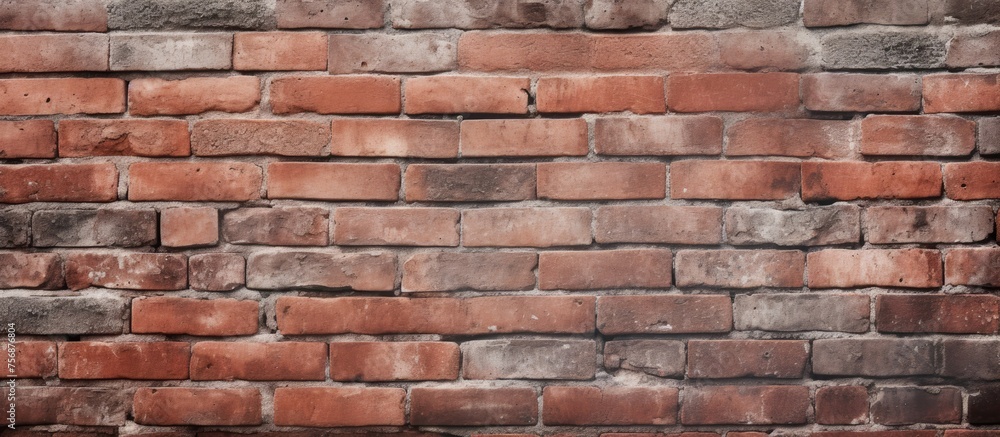 A close up of a brown brick wall constructed with brickwork, a composite building material made from bricks, mortar, and soil. The wall is surrounded by trees