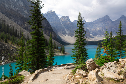 Morraine lake up from the mountain in Banff, Alberta, Canada