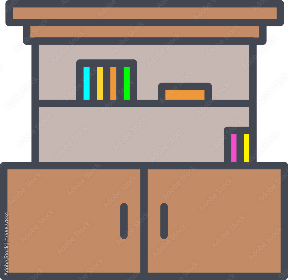 Cupboard with Shelves Vector Icon Cupboard with Shelves Vector Icon
