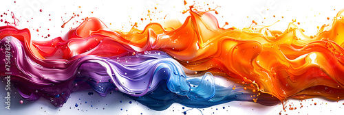 Fusion of vibrant and bold color swirls on white canvas.