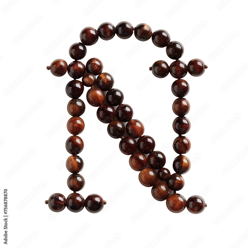 N made of prayer bead, no background, PNG N made of prayer bead, no background, PNG