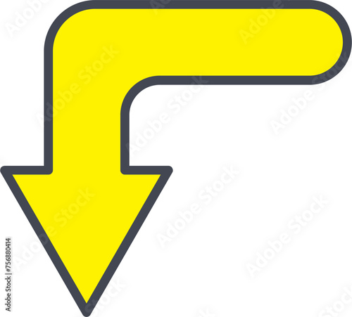 Turn Down Vector Icon