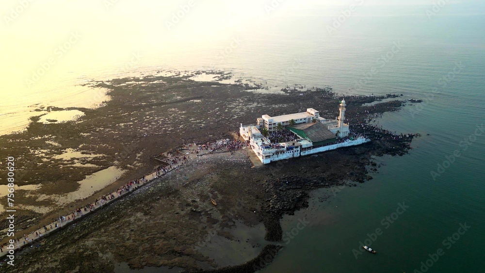 Haji Ali Dargah - Mumbai Drone Footage, India Mumbai's Stunning Aerial view,	