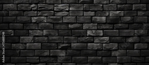 Realistic black brick wall background for decoration and covering.