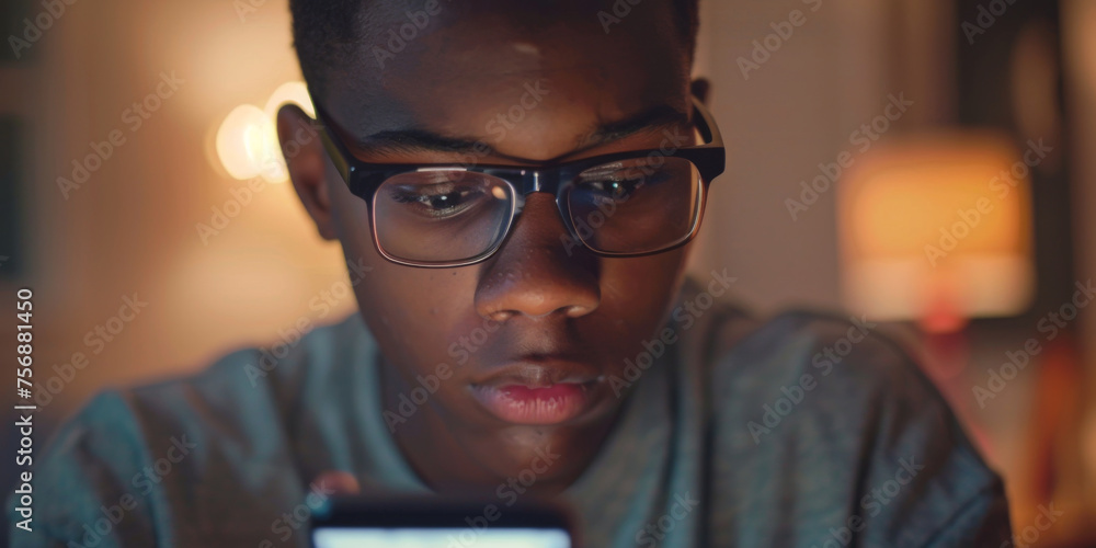 an African American male student in his late teens, generative AI
