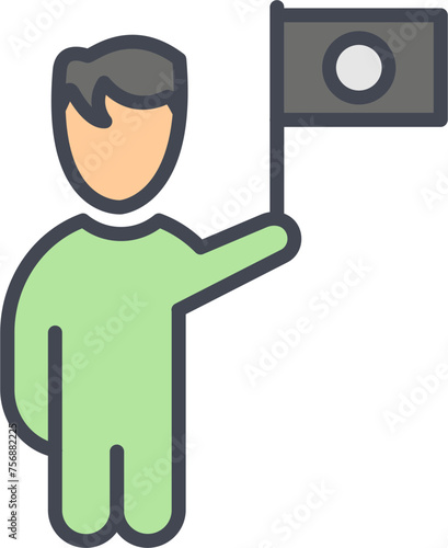 Raising Flag Vector Icon