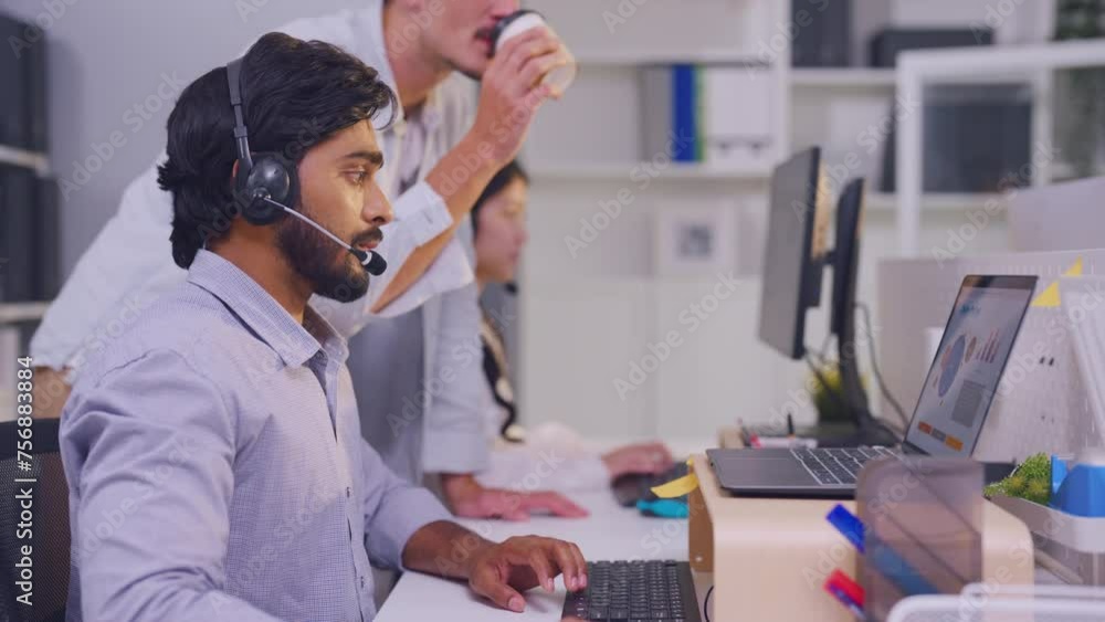 Asian professional businessman call center work in the office corporate. Asian professional businessman call center work in the office corporate.