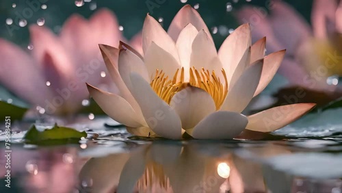 water lily in water, water lilles, asmr, relaxing ambeint, calming nature, relaxing nature, 4k video, seamless looping, ambient background, ambient videos photo