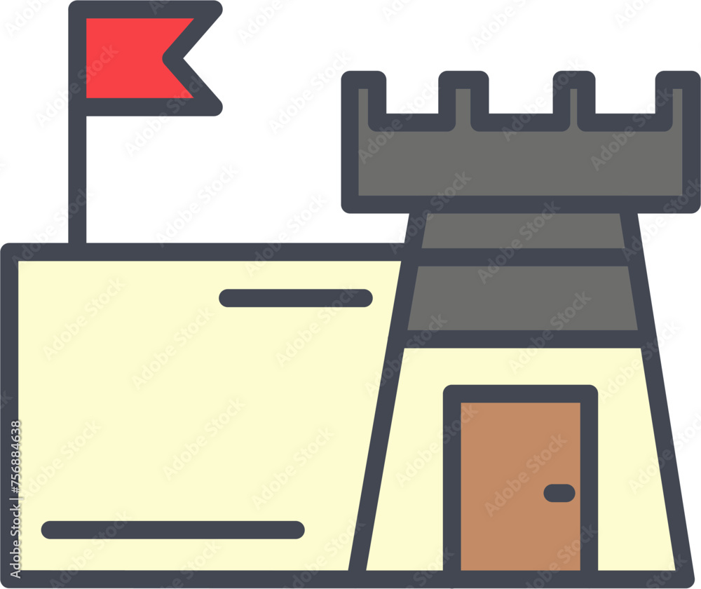 Castle with Flag Vector Icon Castle with Flag Vector Icon