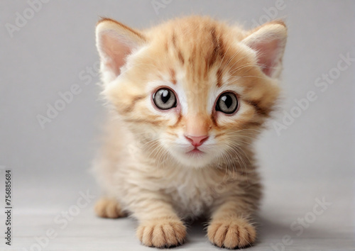 cute and adorable British kitten on white background. Generative AI © graphicmount