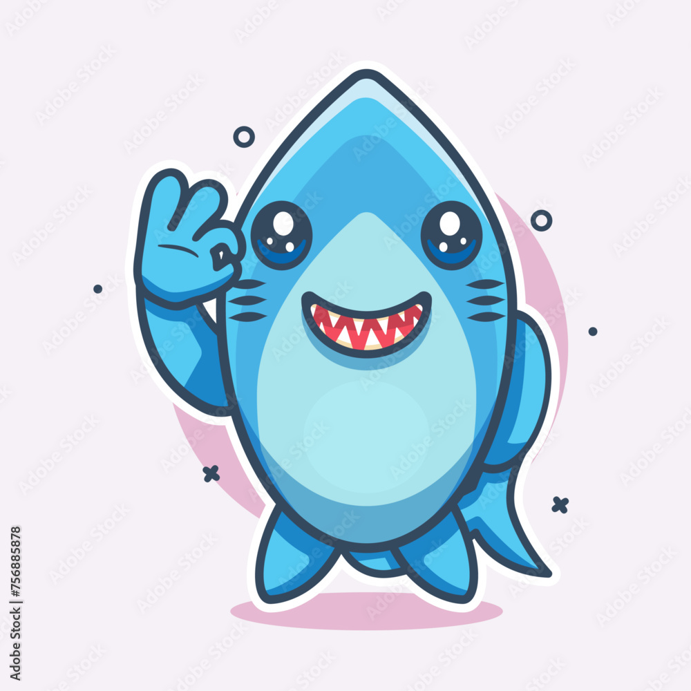 cute shark animal character mascot with ok sign hand gesture isolated cartoon cute shark animal character mascot with ok sign hand gesture isolated cartoon