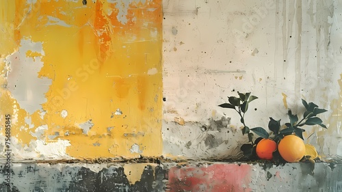 Orange and lemon on worn eaves and peeling paint © marcia47