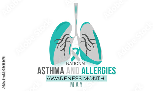 National Asthma and Allergies awareness month. background, banner, card, poster, template. Vector illustration.