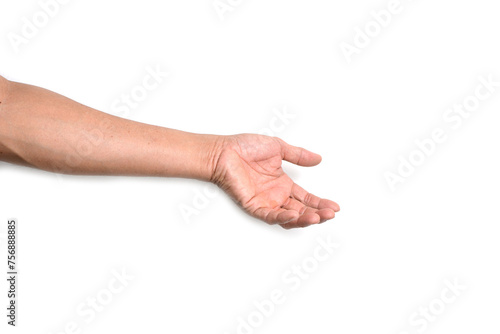 Empty hand holding isolated on the white background.
