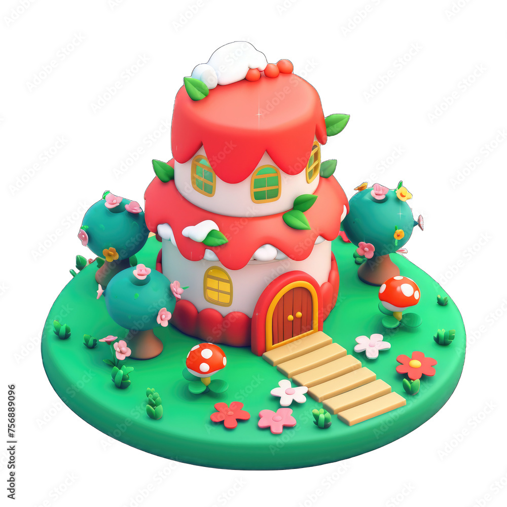 A bridal shop resembling a wedding cake,isometric A bridal shop resembling a wedding cake,isometric