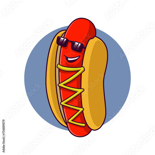 Cartoon Hotdog | Hotdog Character with Glasses  