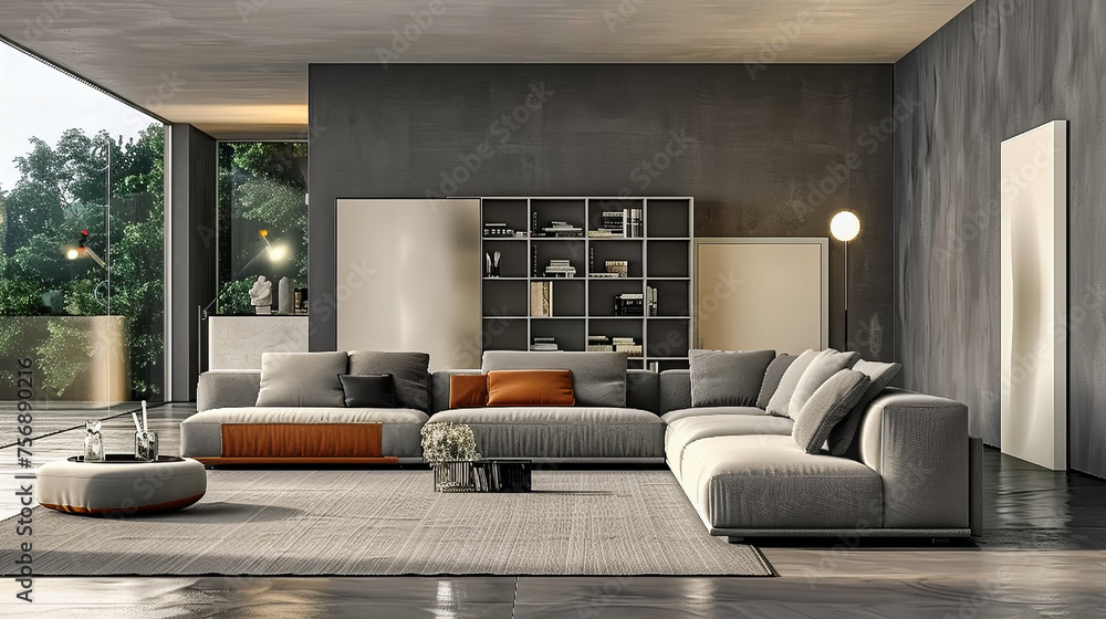 Modern Living Room with Chic Sofa, Stylish Decor, and Minimalist Design, Elegant and Comfortable Space Modern Living Room with Chic Sofa, Stylish Decor, and Minimalist Design, Elegant and Comfortable Space