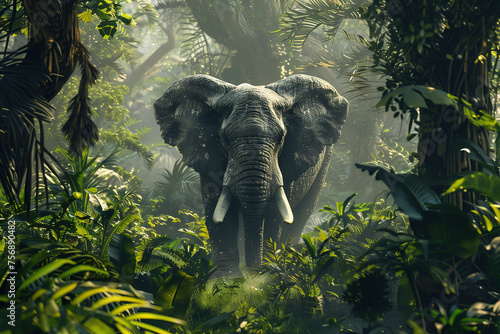 Majestic elephant in the jungle