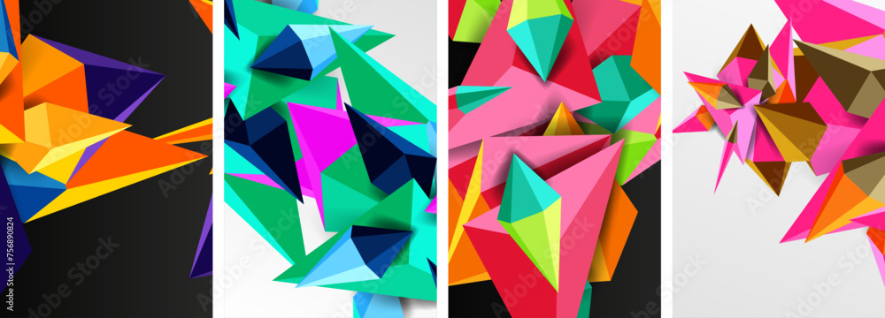 Triangle abstract concepts poster set with geometric minimal designs Triangle abstract concepts poster set with geometric minimal designs