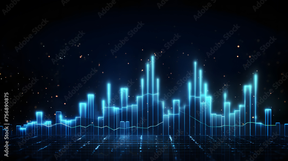 modern stock market graph with an upward trend on a dark blue background modern stock market graph with an upward trend on a dark blue background