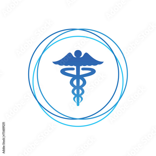 Sign suitable for medical field, medicine and Healthcare awareness, logo with Hippocratic symbol, Caduceus