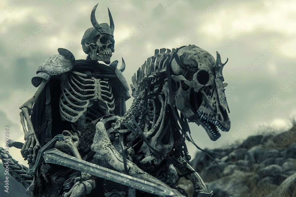 Skeleton Warrior With Sword Riding Skeleton Horse Skeleton Warrior With Sword Riding Skeleton Horse