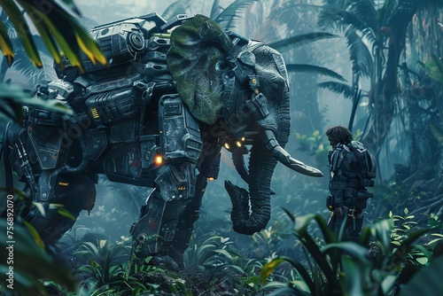 Elephant Robot In The Jungle