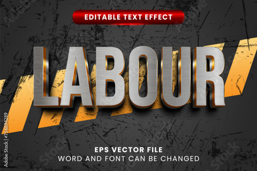 Labour day celebration 3d editable vector text effect