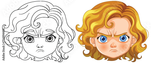Cartoon of a child with an angry facial expression