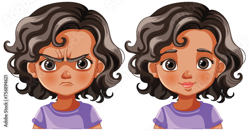 Vector illustration of contrasting emotional expressions.